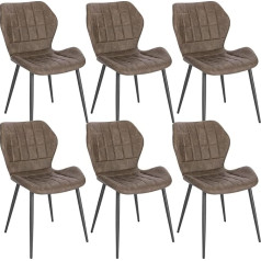 Woltu BH357dbr-6 Dining Room Chairs, Upholstered Chairs, Kitchen Chairs, Living Room Chairs with Backrest, Padded Chair, Faux Leather Seat, Metal Legs, Dark Brown