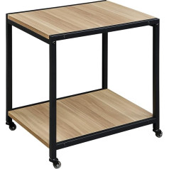 Padma House 2-Level Printer Table with Universal Wheels 45 x 35 cm Mobile Printer Stand Made of Wood & Metal Printer Trolley Storage Shelf for Office, Fax, Copier, Scanner (Walnut Amazon)