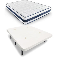 HOGAR24 ES Gepolsterter Boden aus weißem 3D-Gewebe + viskoelastische Matratze MultiCare Class | Bein-Set 25 cm | Maße: 105 x 190 cm