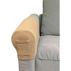 ‎Skybook Skybook Armrest Covers with 1 Pocket Sofa Set of 4 Stretch Armrest Chair Covers Waterproof Armchair Couch Non-Slip Furniture Protection Protective Covers for Armchair Sofa Arm Covers (Sand)