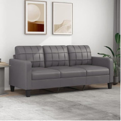 Xichuzi 3-Seater Sofa, Grey, 180 cm, Faux Leather, Sofa Living Room, Youth Sofa, Relaxing Sofa, Sofas & Couches, Sofa for Bedroom, Youth Room