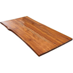 SAM Esra Table Top, 120 x 80 cm, Cognac Coloured, Solid Acacia, 26 mm, Stylish Wane Edge, Easy-Care, Unique Item