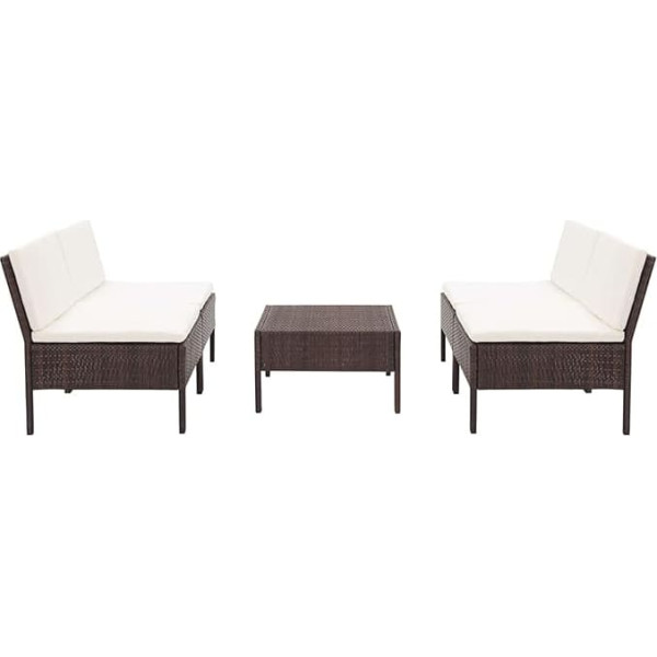 Guyana 5-Piece Garden Sofa Set with Cushions Poly Rattan Brown Living Landscape with Sleep Function