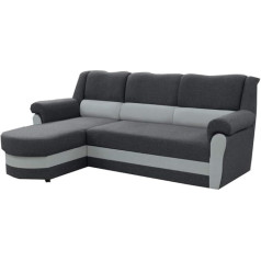 Mb-Moebel Cannes Small Corner Sofa with Sleep Function and Bed Box Ottoman L-Shape Sofa Bed Cushion Set Cannes (Grey, Corner Sofa Left)