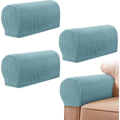‎Yanclife Armrest Chair Covers, Stretch Armchair Covers for Armrests, Spandex Polyester, Non-Slip Armrest Covers for Chairs, Furniture Protector, Armchair, Sofa, Couch, Deck Chair (Light Blue), 4 Pack