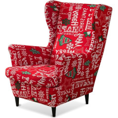 ‎Gugxiom Gugxiom Armchair Cover, Wing Chair, 2-Piece Printed Wing Chair Cover, Washable Chair Cover, Furniture Protection for Living Room, Bedroom, Hotel (Christmas)