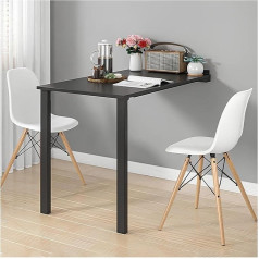 Generisch Wandmontierter Klapptisch, Bürotisch, schwimmender Laptop-Schreibtisch, Waschküche, Holz, Wandmontage, kompakte Lösung mit Stützbeinen, schwarz, 80 x 40 cm
