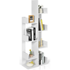 Costway Tree Shape Bookcase Stand Shelf with 8 Compartments Shelf Storage Shelf for Living Room Bedroom Office 50 x 25 x 145 cm (White)