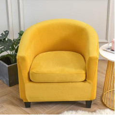 ‎Okyuk Velvet Tub Chair Covers, High Stretch Club Armchair Slipcovers, Couch Covers, Removable Furniture Protector for Living Room (Yellow)
