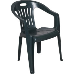 Dmora Low Back Stackable Chair with Armrests, Made in Italy, 56 x 55 x 78 cm, Green