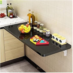 Generisch Klapptisch zur Wandmontage, Schreibtisch für kleine Räume, 60 x 30 cm, Schwarz