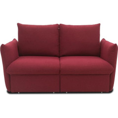 Domo. Collection Sofa Cloud Box, 2-Seater with Sleep Function and Box Spring Suspension, 2-Seater Couch with Bed Pull-Out, Sofa Bed, Box Spring Sofa, 180 x 97 x 100 cm (W x D x H), Bordeaux