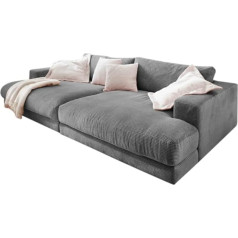 Kawola - Big Sofa Madeline - XXL Couch in Timeless Design, Comfortable Padding, Ideal for Gaming and Relaxation, 290 x 86 x 170 cm, Grey, Polyester