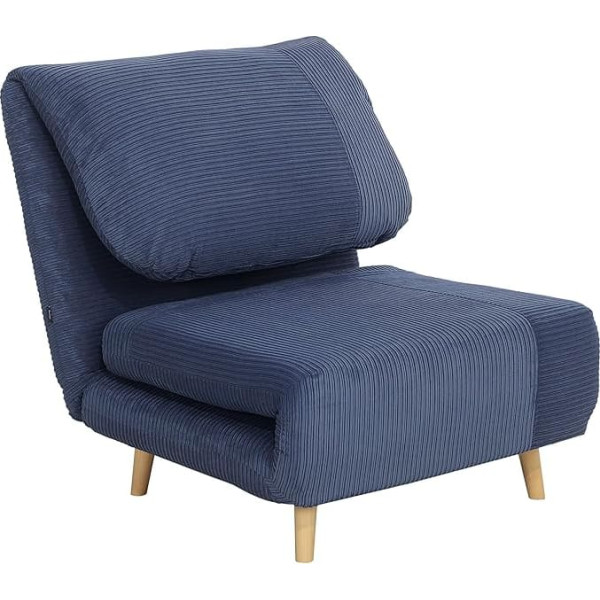 Homcom 2-in-1 Sofa Bed, Adjustable Folding Mattress, Guest Bed in Corduroy Look, for Bedroom, Living Room, Blue, 82 x 89 x 83 cm