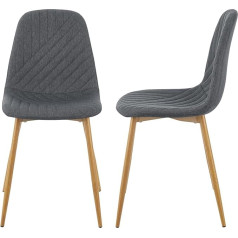 [En.casa] Köfering Dining Room Chairs, Set of 2, Upholstered Chairs, Scandinavian Living Room Chair, Ergonomic Recliner Chair with Textile Seat for Dining Room, Living Room, Kitchen, Light Grey