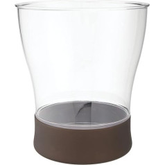 Mdesign Round Bin - Compact Bathroom, Office and Kitchen - Plastic and Metal Waste Paper Bin - Clear/Bronze