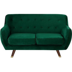 Beliani Modern 2 Seater Retro Velvet Fabric Sofa in Green Bodo