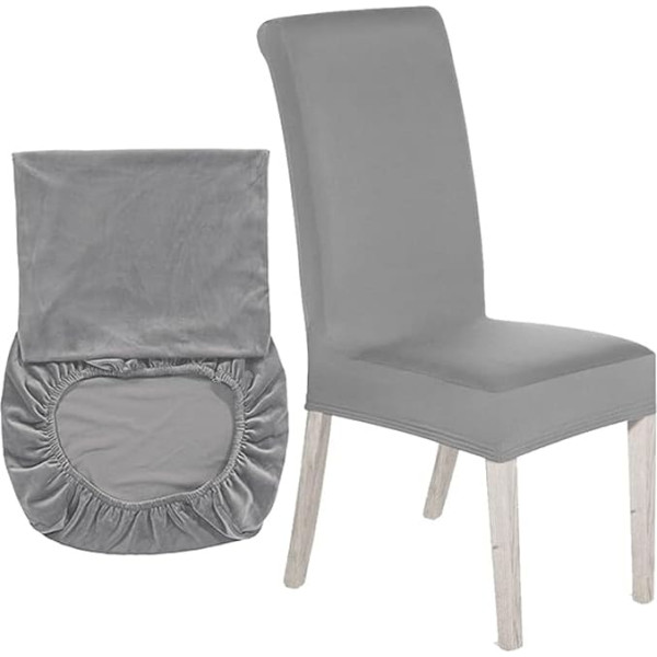 Trimming Shop Short Spandex Chair Cover for Chiavari, ESS, Wedding, Banquet Chairs, Stretchy and Elastic, Removable Protective Cover, Silver