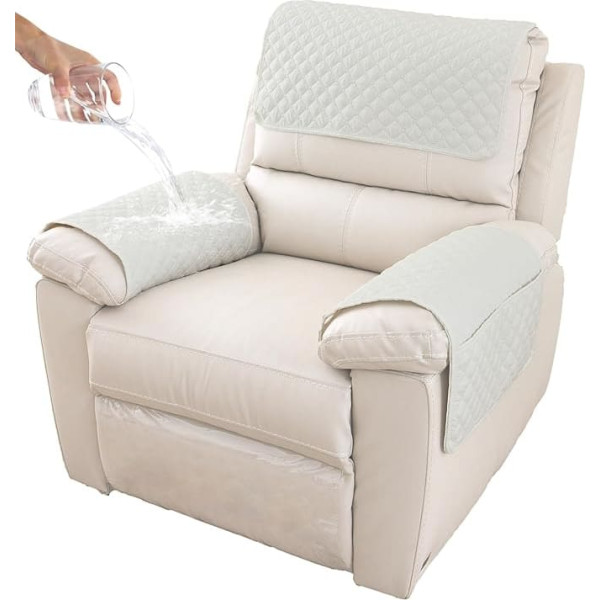 ‎Gyhh GYHH Sofa Armrest Cover, Headrest Cover for Recliner Armrest Cover, Armchair Slipcover, Non-Slip Quilted Furniture Protector for Pets, Leather Sofa Couch (Ivory, 1.1 Seater, Recliner Chair