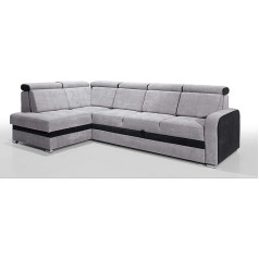Robin Inspire Robin Glen Corner Sofa with Sleep Function, Bed Box Headrests, Removable Back Cushion, Sofa, L-Shape Sofa Bed, Freestanding Corner Sofa, Sofa Bed, Living Room Furniture, Living Landscape Grey