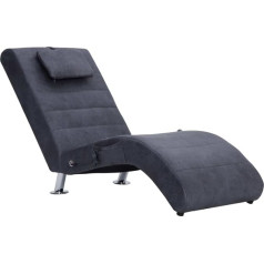 Vidaxl Chaise Longue with Massage Cushion Recliner Chair Lounge Recliner Chair Lounge Chair Lounge Chair Comfort Lounger Grey Suede Look