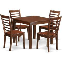 East West Furniture OXML3-MAH-C Dining Table Set with Dining Table 3-Piece OXML5-MAH-W Red