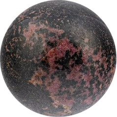 Iluma Crystal Heritage - Rhodonite | Spherical Stone | Natural Crystal from Madagascar | Meditation | Art | Home Decoration | Unique Collectible | Love | Self-Esteem | Size 5.5-7cm