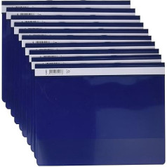 Exacompta 439907B Pack of 10 Premium File Folders Made of PVC Film for DIN A4 Commercial Binding with Labelling Strips Stapler Ideal for Office and School Blue