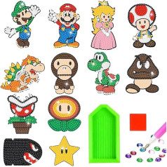 Diamond Painting Children, 12 Pieces DIY Diamond Sticker Kit, Cartoon Diamond Painting for Children, DIY Diamond Painting Kit for Children and Adults Beginners, Birthday Gift for Boys Girls