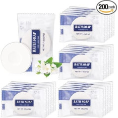 Bulk Bar Soap, 200 Pack Round Mini Soap Bars Bulk Individually Wrapped, 0.5 oz Travel Soap Small Hotel Soaps Travel Size Toiletries for Hotel Bathroom (Round)