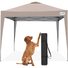 Quictent Gazebo 3 x 3 m Waterproof Folding Gazebo Stable Winterproof Pop-Up Click System UV Protection 50+ Garden Tent, Party Tent, Marquee, Beige