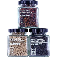 Kampot Pepper Premium Quality: Black (60g), Red (60g) and White (60g)