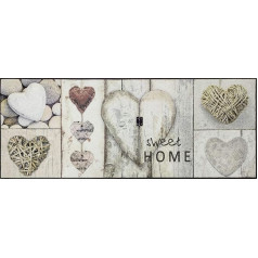 wash+dry Doormat Vintage Hearts 75 x 190 cm, Washable Inside and Outside