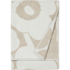 Marimekko - Unikko Bath Towel, Hand Towel, Sauna Towel, Cotton, Beige/White, 75 x 150 cm