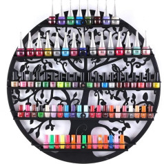 FullBerg 5-Tier Metal Nail Polish Rack Nail Polish Storage Nail Polish Wall Shelf Round Essential Oils Organiser Aromatherapy Shelf Lipstick Stand Display Rack Storage for Women W
