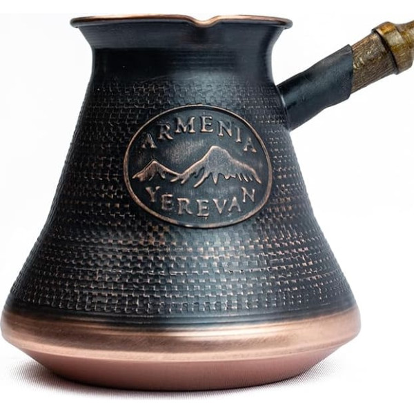 Handmade Armenian Coffee Pot 600ml Copper Jazva Ararat Turkish Arabic Greek Cezve Jezve Ibrik Turkish Jazve Maker Wooden Handle 7 Cups