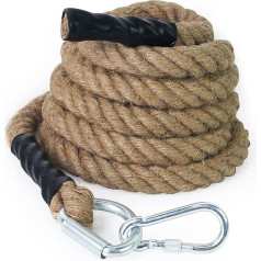 Aoneky Gym Climbing Rope with Carabiner 30/40/50 mm | Strength Training Sports Rope, Battle Rope, Muscle Training 3/4/4.5/5.5/6/7.7/9.2M