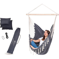 BELLAMATILDA® Hanging Chair Including 3 Cushions, Accessories with Rope and Hooks - Outdoor & Indoor XXL Hanging Swing - Hanging Seat up to 150 kg - Swing Basket/Hanging Basket for Garden, Living