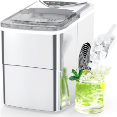 FOOING Ice Cube Maker Worktop Ready in 6 Minutes 2L Ice Maker with Ice Scoop and Basket LED Display Ice Maker for Home, Bar, Kitchen, Office