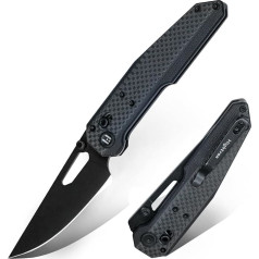 HIGHTRON Sharplyn Pocket Knife EDC Knife - Pocket Folding Knife, Blade Made of 14C28N Steel, G10 and Carbon Fibre Handle, Hunting Knife with Deep Pocket Clip for Camping, Survival, Hiking, Outdoor,
