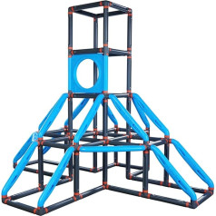BIG Kraxxl The Giant 800055701 Climbing Tower Large Outdoor Climbing Frame for Children from 3-7 Years (up to Max. 100 kg) Climbing Pyramid on 4 Levels with Basketball Ring 185 x 230 x 185 cm Grey