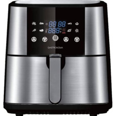 Gastronoma 18290002 Hot Air Fryer 6 Litres XXL Stainless Steel with Digital LED Display, 8 Programmes, 1800 Watt Hot Air Fryer, Without Oil, Fryer, Air Fryer, Stainless Steel, Black
