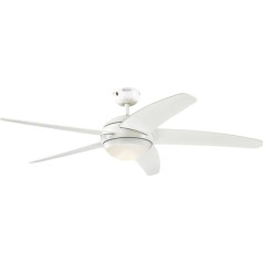 72070 Bendan LED 132 cm Ceiling Fan with Five Blades, Satin Chrome Finish with Hammered Effect, Dimmable LED Light with Opal Frosted Glass, Remote Control Included