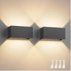 Klighten 2 x 18 W LED Wall Light with Replaceable G9 LED Lamp Warm White 3000 K, LED Wall Light Indoor/Outdoor Adjustable Beam Angle Outdoor Light for Living Room Garden, IP54, Dark Grey