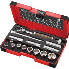 VESSEL Wood-COMPO HRW3005M-SW Socket Spanner Set 3/8 Inch Non-Slip Grip 16-Piece