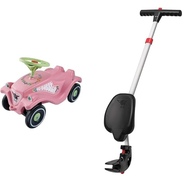 Big-Bobby-Car Classic Flower - Children's Vehicle with Flower Stickers for Boys and Girls & ge - 4-Way Height-Adjustable Push Bar