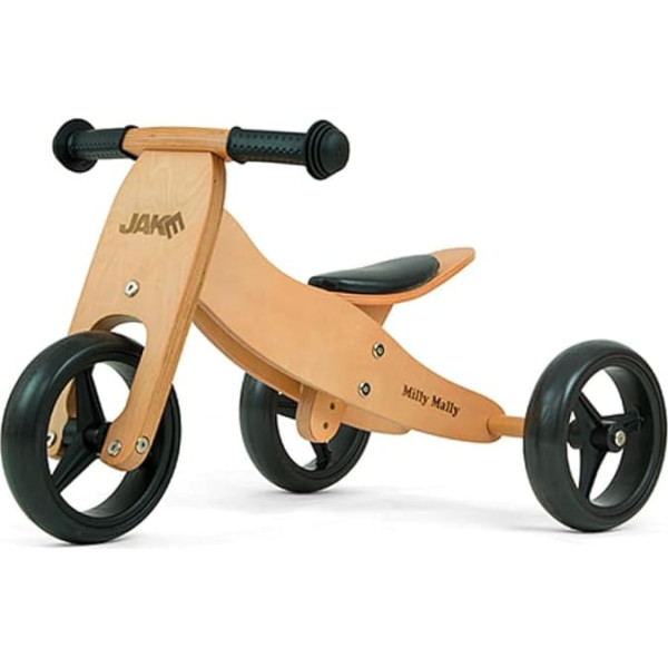 Milly Mally Jake Balance Bike with Two or Three Wheels, Wooden Balance Bike from 1 to 3 Years (Natural)