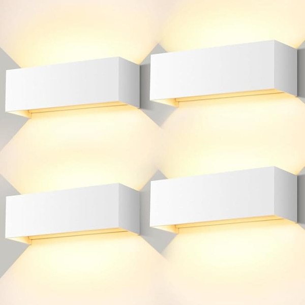 ledmo 30 W Pack of 4 White LED Wall Lights Indoor/Outdoor Up and Down Adjustable Light Beam 3000 K Warm White IP65 Waterproof