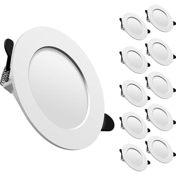 Tofisr LED Recessed Spotlight 230 V Downlights LED Spot Ultra Flat Includes 10 x 7 W 700 lm Warm White 2700 K Recessed Ceiling Spotlight Set