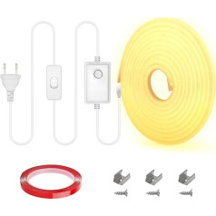 RYE 220 V COB LED Neon Strips, 360 LED Chips/M, Outdoor Waterproof IP65, for Kitchen, Bathroom, Workbench, 20 m Strip Tape, 3000 K, Warm White with Adhesive Backing, Can Be Cut Every 10 cm